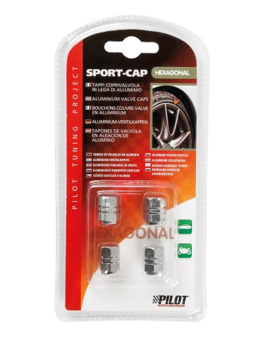 KIT 4 TAPPI COPRIVALVOLA SPORT-CAP EXAGONAL ALLUMINIO 02503 LAMPA