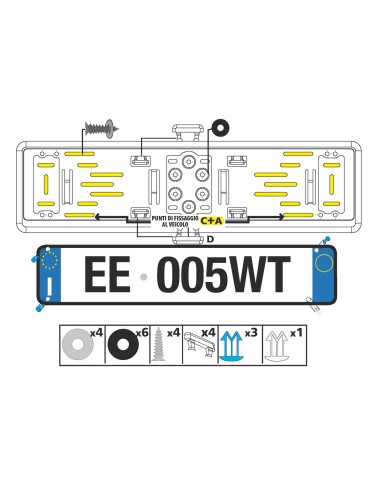 PORTATARGA POSTERIORE IN ABS CROMATO 19905 LAMPA