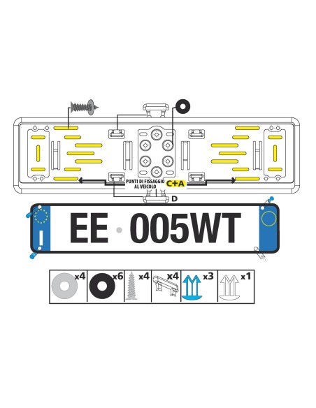 PORTATARGA POSTERIORE IN ABS CROMATO 19905 LAMPA