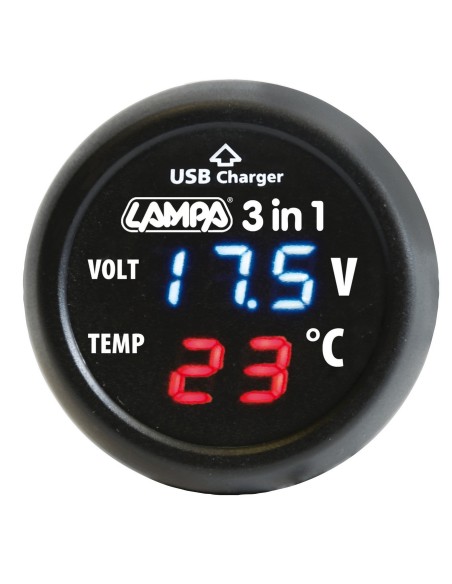 SPINOTTO 3-IN1 TERMOMETRO DIGITALE+VOLTIMETRO+PRES 74063 LAMPA