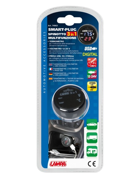 SPINOTTO 3-IN1 TERMOMETRO DIGITALE+VOLTIMETRO+PRES 74063 LAMPA