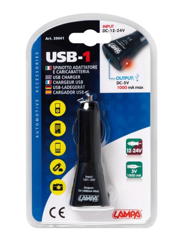 SPINOTTO 12/24V CON 1 USCITA USB 5V 39041 LAMPA