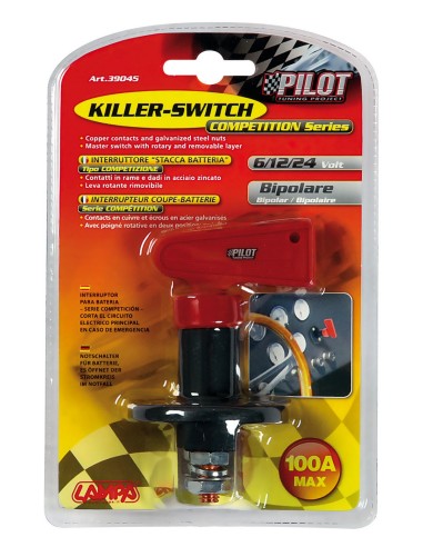 INTERRUTTORE STACCA-BATTERIA TIPO COMPETIZIONE, 6/12/24V 39045 LAMPA