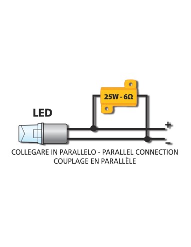 RESISTENZA ALLUMINIO 6OHM 25W C/CONNETTORI RAPIDI 45506 LAMPA