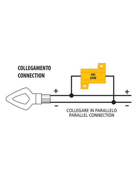 RESISTENZA ALLUMINIO 6OHM 25W C/CONNETTORI RAPIDI 45506 LAMPA