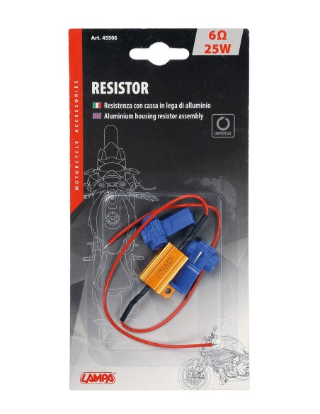 RESISTENZA ALLUMINIO 6OHM 25W C/CONNETTORI RAPIDI 45506 LAMPA