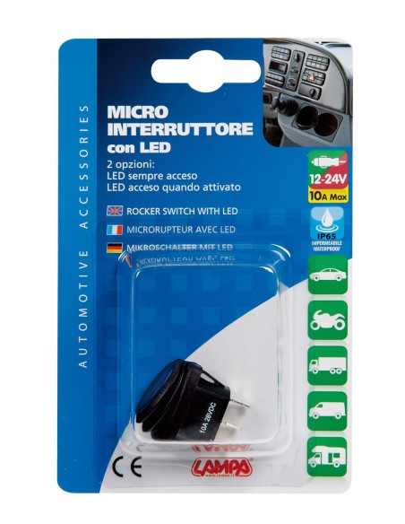 MICRO INTERRUTTORE 12/24V CON LED BLU 45534 LAMPA