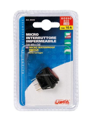 MICRO INTERRUTTORE 12/24V CON LED ROSSO 45535 LAMPA
