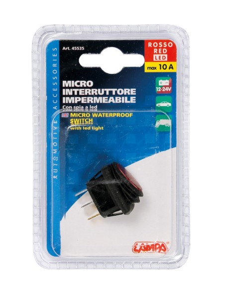 MICRO INTERRUTTORE 12/24V CON LED ROSSO 45535 LAMPA