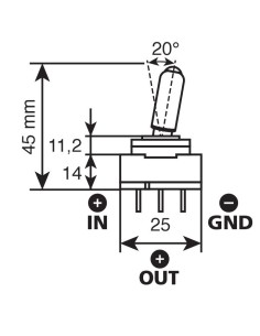 INTERRUTTORE A LEVA 12/24V 20A MAX CON LED ROSSO 45554 LAMPA 2