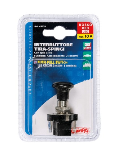 INTERRUTTORE TIRA/SPINGI LED ROSSO 12/24V MAX 20A 45570 LAMPA