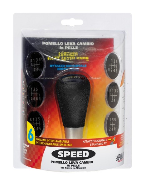 POMELLO SPEED NERO CUCITURE NERE CON 6 EMBLEMI IN