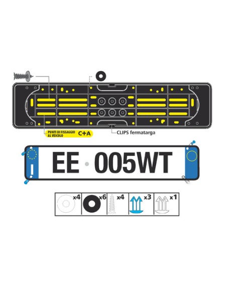 Portatarga posteriore in polipropilene - Nero