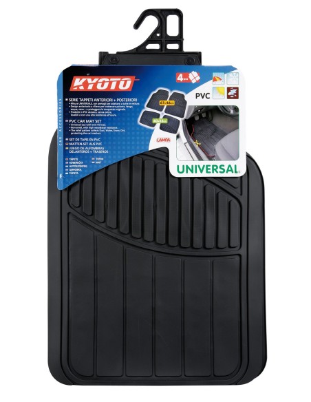 Kyoto, serie tappeti universali in pvc 4 pezzi - Nero