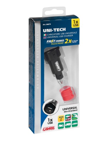 UNI-TECH 1 PRESA USB UNIV. 2400MA RIC.VELOCE 12/32