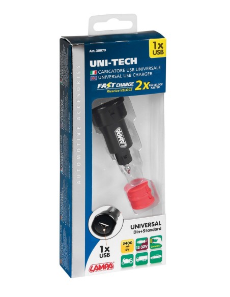 UNI-TECH 1 PRESA USB UNIV. 2400MA RIC.VELOCE 12/32