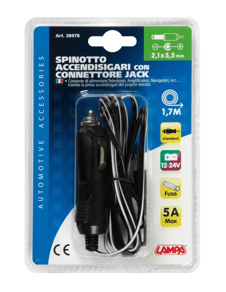 SPINOTTO ACCENDISIGARI CON CONNETTORE JACK 2,1X5,5 38978 LAMPA