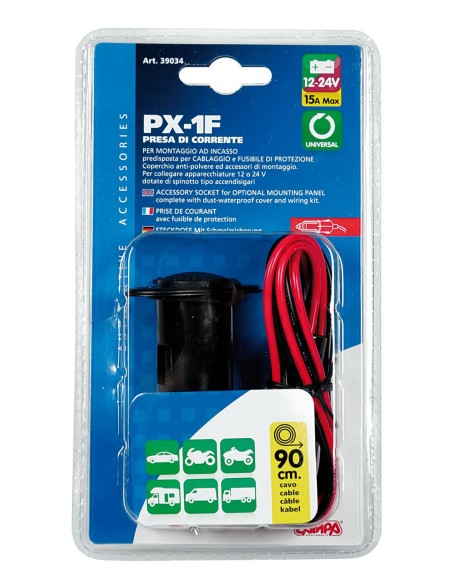 Kit presa corrente, montaggio ad incasso, 12/24V