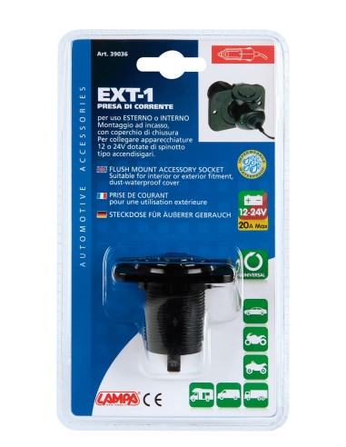 PRESA DI CORRENTE EXT1 12/24 IMPERMEABILE 39036 LAMPA
