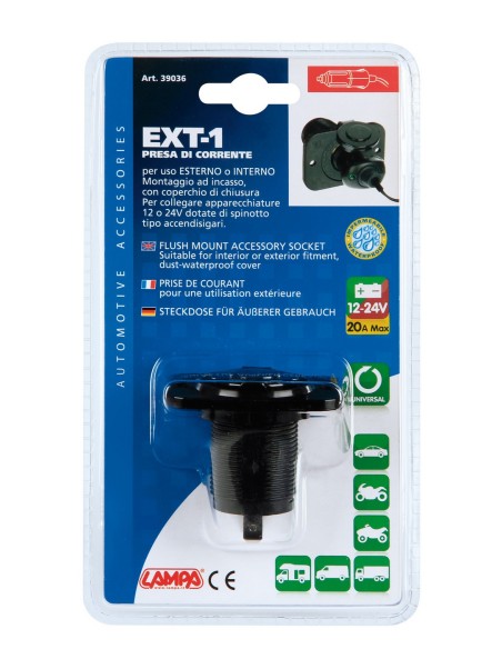 PRESA DI CORRENTE EXT1 12/24 IMPERMEABILE 39036 LAMPA