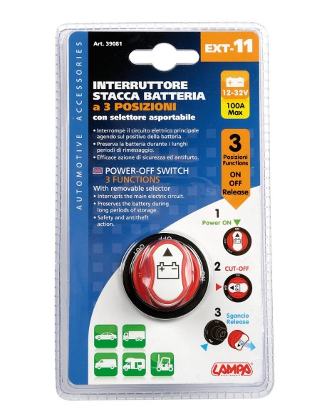 INTERRUTTORE STACCA BATTERIA 100 A 12V 3 POSIZIONI