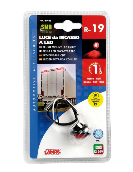 LUCE DA INCASSO ROSSA 12/24V R-19