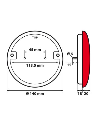 FANALE POSTERIORE ROTONDO 12/24V LED 3 FUNZIONI 41529 LAMPA