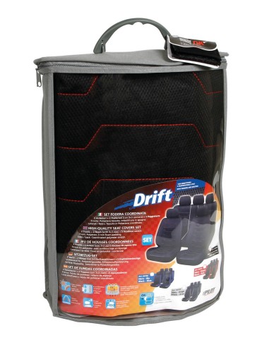 SET COPRISEDILI DRIFT NERO C/CUC.ROSSE