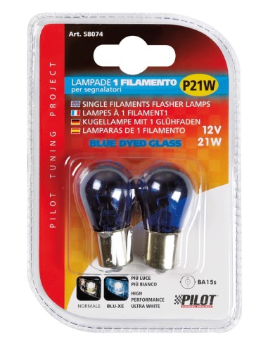 COPPIA LAMPADINA 1 FILAM. 21W BA15S BLUE-DYED COLOUR 58074 LAMPA