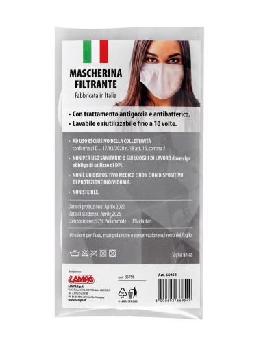 MASCHERINA FILTRANTE LAVABILE BIANCA LAMPA