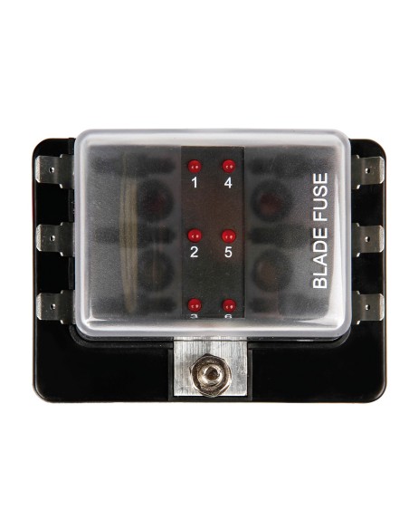 Fuse Block, scatola portafusibili, 1 entrata - 6 uscite, 12/24V