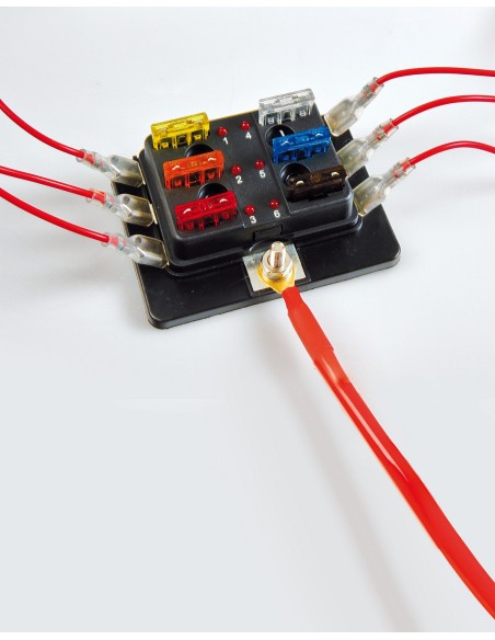 Fuse Block, scatola portafusibili, 1 entrata - 6 uscite, 12/24V