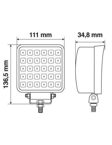FARO AUSILIARIO 30W 30LED STAFFA REGOLABILE