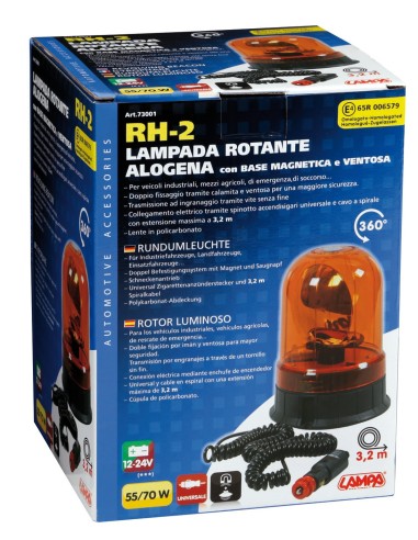 RH-2, luce di segnalazione alogena con base magnetica e ventosa, 12/24V