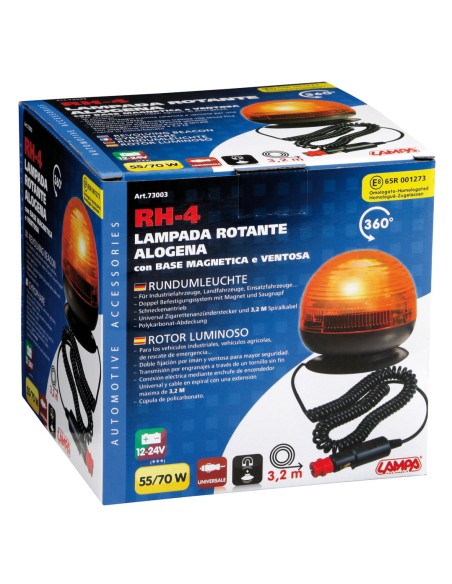 LAMPADA ROTANTE ALOGENA BASSA CON BASE MAGNETICA RH-4 73003 LAMPA