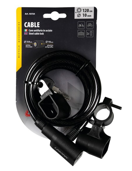Cavo antifurto in acciaio a spirale Ø 10 mm - 120 cm