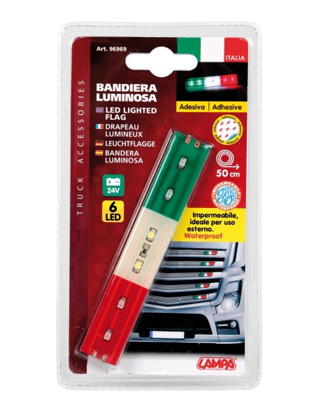 BANDIERA LUMINOSA ITALIA 24V 12X2CM