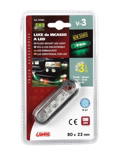 LUCE DA INCASSO A 3 LED SMD VERDEV-3