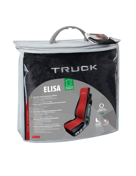 Elisa, coprisedile in poliestere e Skeentex per camion - Nero/Grigio