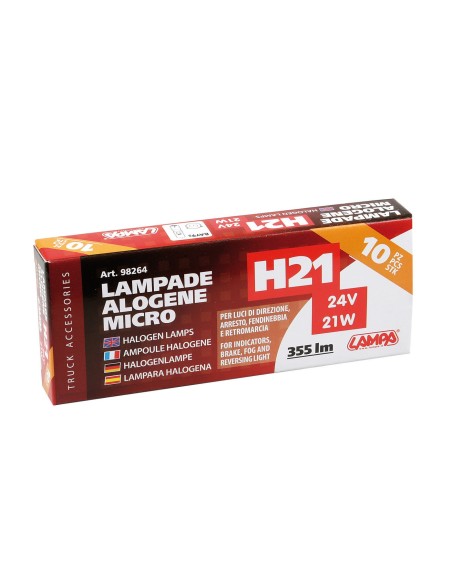 24V Lampada alogena micro - H21W - 21W - BAY9s - 10 pz  - Scatola