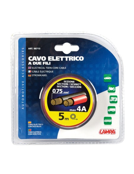 Cavo elettrico a due fili - 0,75 mm² x 5 m