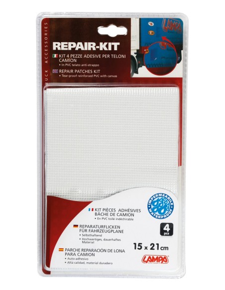 KIT 4 PEZZE ADESIVE TRASPARENTI PER TELONI CAMION 98720 LAMPA