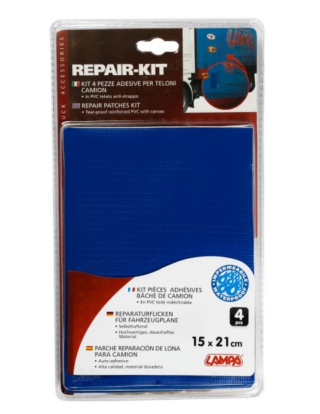 Set 4 pezze adesive per teloni camion - Blu