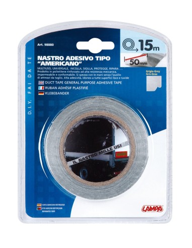 Nastro adesivo tipo americano - 50 mm x 15 m - Grigio