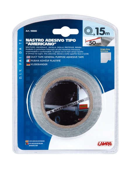 Nastro adesivo tipo americano - 50 mm x 15 m - Grigio