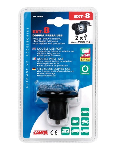DOPPIA PRESA USB EXT8 12/24V 39005 LAMPA