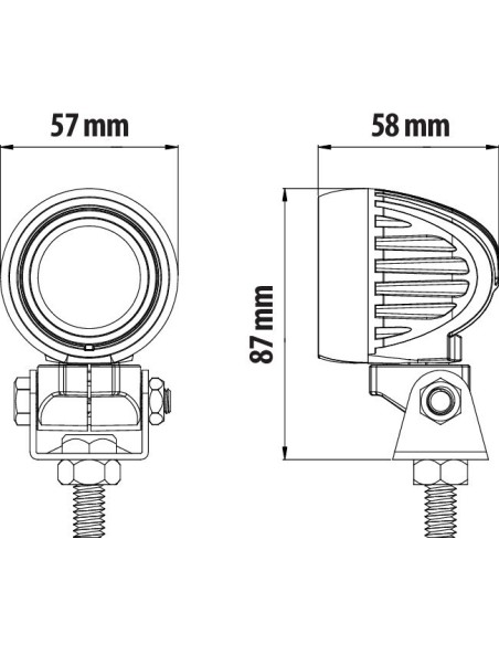 Cyclops-Round, faro ausiliario a 1 Led - 12/24V - Luce focalizzata