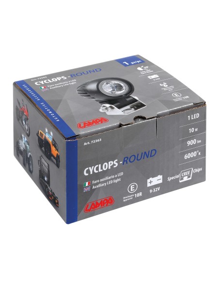Cyclops-Round, faro ausiliario a 1 Led - 12/24V - Luce focalizzata