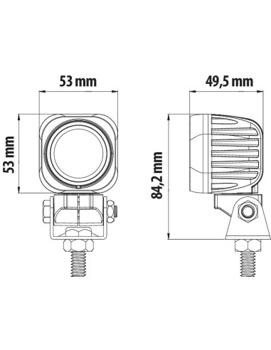 Cyclops-Square, faro ausiliario a 1 Led - 12/24V - Luce focalizzata