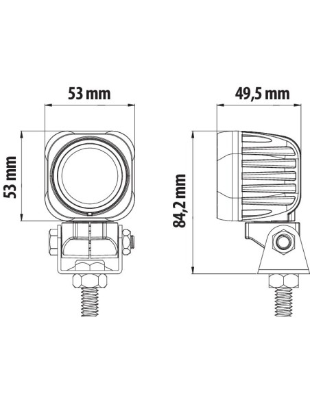 Cyclops-Square, faro ausiliario a 1 Led - 12/24V - Luce focalizzata